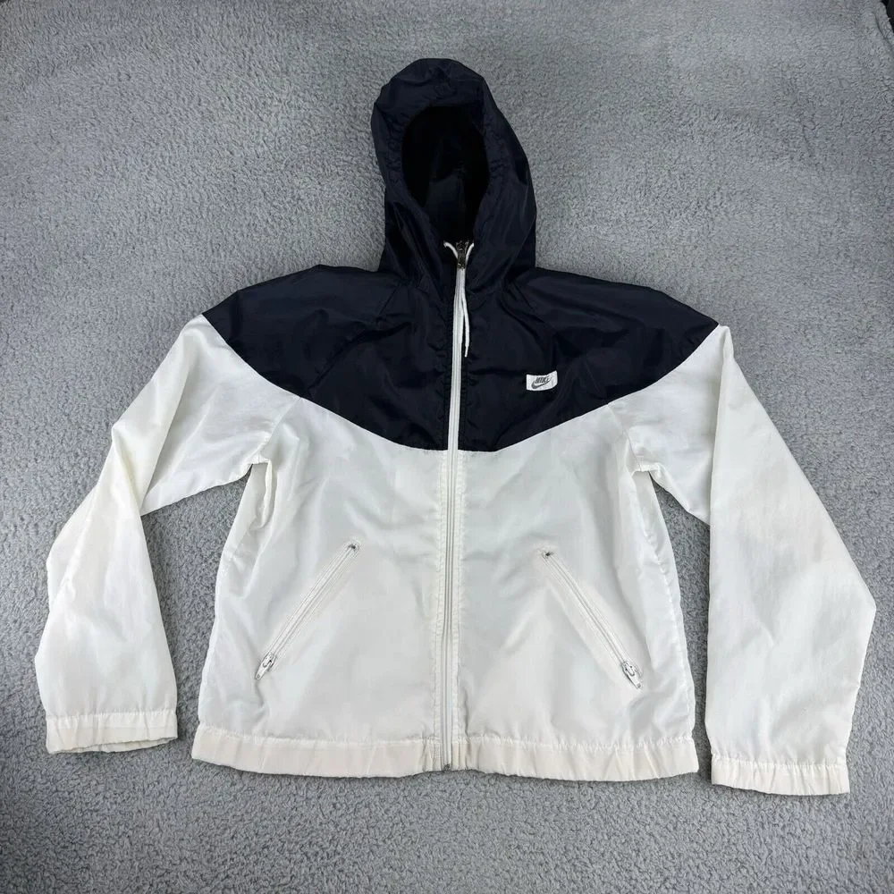 Vintage Nike Windrunner Jacket 90s White Black‎ Men's Size Large Runs Small